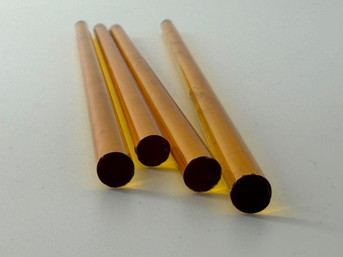 8 mm Amber Borosilicate Glass Rod - 24 Inch